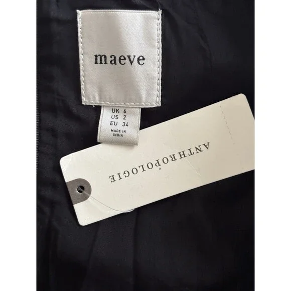 Anthropologie Maeve Drop Waist A Line Maxi Skirt Sz 2 Black